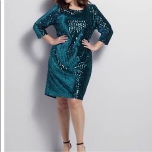 Lane Bryant  Teal Sequin velvet Dress